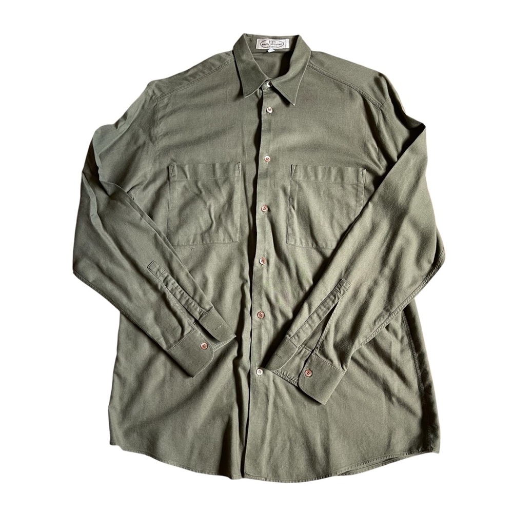 Pronto Uomo Vintage Olive Green Button Up Shirt US M